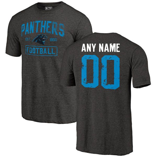 Men Black Carolina Panthers Distressed Custom Name and Number Tri-Blend Custom NFL T-Shirt->->Sports Accessory